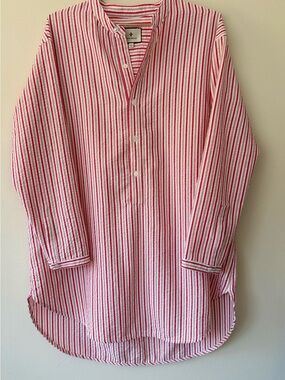 Tuckernuck Pink Striped Seersucker Tunic Top Long Sleeve Size Small